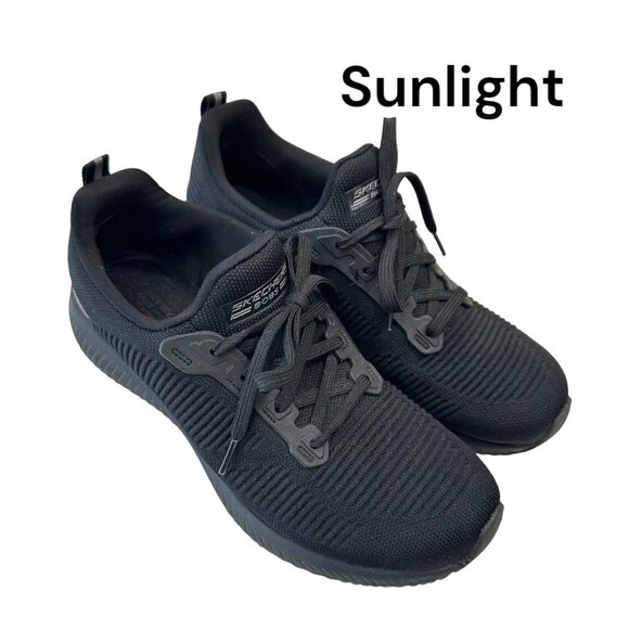 Skechers Womens Bobs Sport Squad 31362 Black Running Shoes Sneakers Size 9 Comfy - Picture 1 of 13